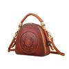 Bolsa Feminina de Couro Genuíno Nova Bolsa de Mão Feminina Retrô Transfronteiriça Bolsa de Ombro Transversal Estilo Chinês Bolsa Concha de Couro Bovino Camada Superior