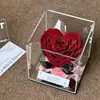 Caja de Regalo de Flor Preservada Corazón 3D que Hace Palpitar el Corazón Rosa Roja Corazón de Espejo Caja de Flores Eternas Regalo 520