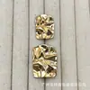 Botones metálicos rectangulares plisados para trajes, abrigos de punto de lana, botones decorativos simples y versátiles cosidos a mano