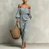 Mono Elegante de Moda Otoño-Invierno 2026 Europeo y Americano, de Hombros Descubiertos, Ceñido a la Cintura, con Mangas Abullonadas, de Venta Caliente para Viajes