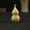 Metal de latón Auspicioso Calabaza Hueca Llavero Doble Dragón Ruyi Colgante de Calabaza Colgante para Llave de Coche Accesorios con Patrón de Dragón
