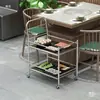Carrinho de ferramentas para restaurante de hot pot, carrinho de entrega de comida para hotel, carrinho de armazenamento para louças, carrinho de cafeteria, prateleira de armazenamento de aço inoxidável para cozinha