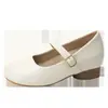 Sapatos Femininos de 6cm de Altura, com Tira Única, Solado Macio e Antiderrapante, para Pessoas Baixas, Adequados para Combinar com Saias, Apresentando Salto Bloco Mary Jane e Solado Grosso