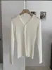 KEKEZOON Suéter de Punto de Color Sólido con Cuello en V y Mangas Largas con Decoración de Botones Pulóver Camisa Base Suave Top Venta al por Mayor 8778