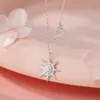 Colar Estrela de Oito Pontas Lua em Prata de Lei S925 Qianjia, Colorido e Sonhador, Corrente de Clavícula Exquisita de Nicho Retro Europeu e Americano, Atacado
