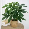 Flores Artificiales para Decoración de Sala de Estar, Plantas Verdes Falsas de Pie para Dormitorio, Macetas de Flores Falsas, Artículos Decorativos, Hojas de Monstera para Decoración de Interiores