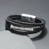 Mitología Escandinava Patrón Vikingo Pulsera de Cuero para Hombre Pulsera con Símbolo Vikingo Hebilla Magnética Pulsera Sencilla Moderna