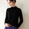 Suéter de cachemira de primera línea listo para usar para mujer otoño e invierno cuello alto semi alto manga larga jersey de punto lana base suéter sin costuras