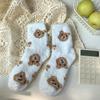 Meias de Veludo Coral Femininas de Inverno Espessadas Quentes para Chão Desenho Animado Fofas Meias de Dormir Casa Meias de Lua