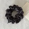 Moda Estilo Coreano Retro Cuero Intestino Delgado Goma para el Cabello Plisada Estampado de Leopardo Terciopelo Flor de Capullo Diadema Elegante Versátil Cola de Caballo