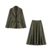 2026 Estilo Europeu Outono Roupas Femininas Elegante Estilo para o Trabalho Conjunto de Saia e Blazer 11403 Cor da Foto Etiqueta de Corte