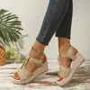 Sapatos Femininos Verão 2026 Novos Transfronteiriços Europeus e Americanos Sandálias de Bico Redondo e Abertos Sandálias Romanas Simples e Modernas com Velcro