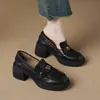 Zapatos de Cuero de Tacón Alto para Mujer Chuyuji Nuevo Estilo Primavera y Otoño Mocasines Cómodos para los Pies con Tacón Grueso Slip-On