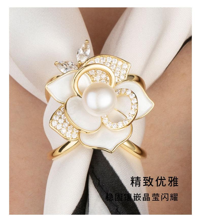 小香风山CHA花丝巾扣时尚优雅淡水珍珠花朵方巾扣