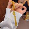 Pulseira de Contas Elásticas Brilhantes Douradas com Laço de Duas Camadas Estilo Loja de Ouro Jinyan Joia de Mão Doce Princesa Fugitiva Presente