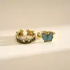 Anillos Abiertos de Metal Estilo Europeo y Americano de Dos Piezas Mariposa y Estrella, Joyería Vintage de Gama Alta Nicho para Dedo Índice