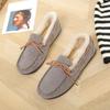 Zapatos de Invierno Doug para Mujer con Forro de Lana 2024 Nuevos Populares en Internet Versátiles Zapatos de Pelo Mao Mao Mao Zapatos Planos para Mujer sin Cordones Zapatos de Pedal para Mujer Zapatos de Algodón para Mujer