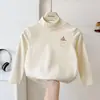 Camiseta Meia Gola de Veludo Infantil para Bebê Camiseta Básica Meninos Outono e Inverno 2025 Meninas Estilo Coreano Camiseta de Manga Longa