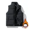Chaleco acolchado transfronterizo para hombre, moderno y cálido, con estampado de logo, adecuado para ropa de trabajo, con cuello alto, y diseñado como chaleco o prenda de abrigo