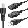 2 Paquetes de 10 pies (3 metros) Cables de Alimentación para Monitor de 3 Clavijas Cables de Alimentación para PC Computadora Tian Tai