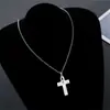 Collar Cruzado Joyería para Hombres, Accesorios de Cruz Inglesa Pulidos Simples Europeos y Americanos, Collar Largo de Acero Inoxidable a la Moda