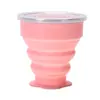 Taza de viaje portátil plegable de silicona de 200 ml con tapa, a prueba de polvo, para enjuague bucal en exteriores, taza portátil
