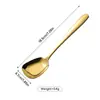 Cuchara de cabeza cuadrada y fondo plano hecha de acero inoxidable 304, elegante y atractiva, adecuada para uso doméstico, linda cuchara para helado y postres