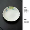 Bandeja de cerâmica pintada à mão com desenhos de peônia e borboleta, adequada para servir chá, acomodar conjuntos de chá ou como travessa de frutas