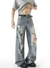 Estilo Americano 2026 Nuevos Jeans Rotos Sueltos Retro Adelgazantes Pierna Recta Largo Hasta el Suelo Pantalones Casuales Moda Masculina