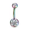 Piercing para ombligo básico especial de comercio electrónico transfronterizo acero inoxidable galvanoplastia al vacío doble diamante piercing para el cuerpo joyería