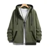 Sudadera con capucha y manga larga para hombre, bordado con logo, de venta caliente transfronteriza, con cordón y cremallera, en colores lisos, adecuada para uso casual y deportivo