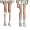 Calcetines de Encaje Hueco con Lazo Estilo Japonés Delgados de Media Caña Ballet Jk Encaje Calcetines Cortos de Verano Calcetines Holgados para Pantorrilla