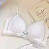 Conjunto de Sutiã e Calcinha Ruffles de Seda Francesa para Meninas Leve Respirável Alças Duplas Sem Aro Pequeno Efeito Push-Up Verão