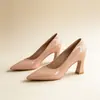 Tacones Altos Color Nude para Mujer, Tacón Grueso, Versátil Elegante, Boca Baja, Punta Fina, Falda Cheongsam, Zapatos de Trabajo para Dama de Honor, Planos, Zapatos de Mujer
