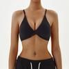 Ropa Interior Deportiva de Fitness de Venta Caliente Europea y Americana para Mujer con Espalda Hueca Transpirable de Color Sólido Sexy Kink Tirante Fino Sujetador de Espalda Hermosa