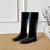 2026 Outono Inicial Novas Botas de Cavaleiro de Cano Reto Bico Quadrado Aumento de Altura 4cm Botas de Cano Alto Acima do Joelho Botas de Cowboy Ocidentais-