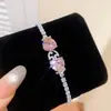Pulseira de zircônia com banho de ouro 18K real, formato de lua e coração, toque de luxo leve e de alta qualidade, joia feminina requintada, moderna e versátil