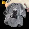 Camiseta de Manga Corta Estilo Americano Tie-Dye para Hombre, Cuello Redondo, Estampado de Marca de Verano de Moda, Retro de Calle, Corte Holgado, Top para Hombre de Talla Grande