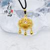 Colgante con candado Bell Fu de oro de arena de alta calidad, estilo similar, con diamantes, de cobre chapado en oro, para bebé, con candado grande, candado Fu de larga duración, venta al por mayor