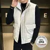 Chaleco de plumón Enbu para hombre de invierno con cuello alto, chaleco de trabajo de color liso de moda, chaqueta cálida sin mangas