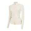 Jaqueta LU com gola alta e zíper dourado, casaco esportivo de manga longa, top de alta elasticidade slim-fit para corrida, fitness e yoga para mulheres