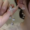 Pendientes de mariposa de dos piezas con diamantes de Design Sense, pendientes de borlas elegantes y súper llamativos para mujer, alta gama Sense 2024, nueva moda