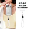 Cordón para teléfono tejido a mano hilo de poliéster de color contrastante tejido a mano fuerte duradero cordón de muñeca anti-pérdida
