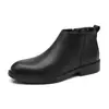 Botas masculinas Martin, estilo britânico, botas de cano alto, couro genuíno, novos sapatos de couro de cano médio, botas de trabalho pretas, botas Chelsea de tornozelo