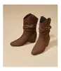 Botines cortos elegantes para mujer, que aumentan la altura, de punta fina, estilo retro, para primavera/otoño, estilo western, 2026, con tacón grueso, para mujeres petite