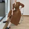 Vestido estilo Miyake, falda plisada inspirada en Chanel, cárdigan de un solo botón, falda de línea A adelgazante que ciñe la cintura, vestido elegante