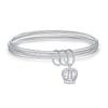 Pulsera de Plata Sansheng III para Mujer Cerrada Sólida Tres Anillos Campana Pulsera del Día de San Valentín Tendencia de Moda Regalo