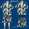 Traje de Viaje Camisa de Manga Corta para Hombre Camisa de Playa Costera Pantalones Cortos Casuales de Vacaciones Tallas Grandes Pantalones de Tres Cuartos Ropa de Pareja