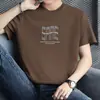 Camiseta de Algodón Puro de Manga Corta para Hombre en Verano, Cuello Redondo Holgado, Camiseta de Algodón de Manga Media con Estampado Divertido de Letras, Top de Moda
