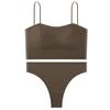 Conjunto de sujetador y tanga de seda helada transfronterizo para mujer, espalda en U, sin costuras, sexy, dulce, push up, a prueba de impactos, conjunto de dos piezas